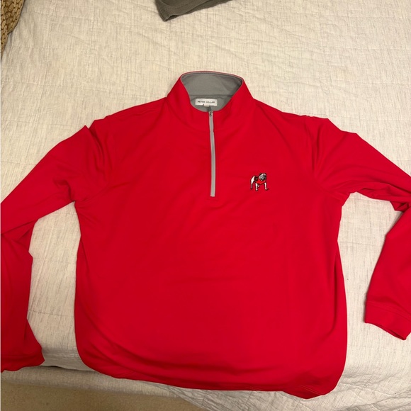 Peter Millar Red and Gray Quarter-Zip Pullover UGA Georgia Bulldogs